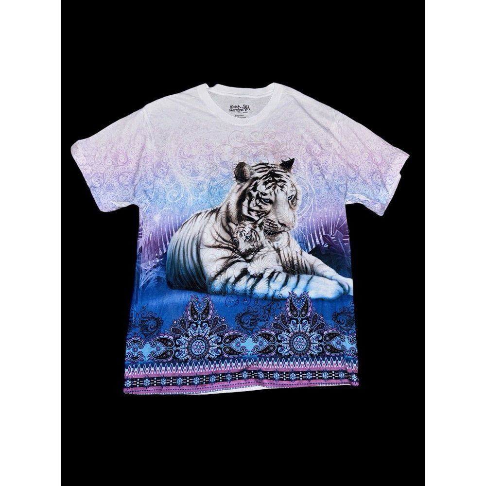 Busch Gardens All Over Print AOP White Tiger‎ Mom And Baby T-Shirt Women's XXL